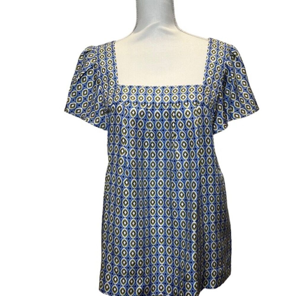 Banana Republic SS GEO PR TUNC Tunic‎ Geometric Medallion Blue White Green Small